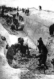 Строительство оборонительных рубежей на Волге (Горьковская обл., зима 1941-1942)